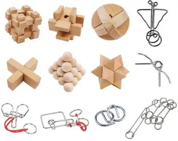 6/12PCS/Set IQ Lesene Burr Puzzle Metal Magic Žice Možganov Teaser Uganke, Igre za Otroke, Odrasle