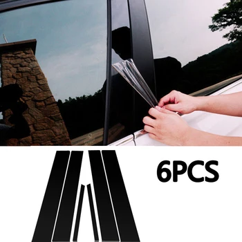 6Pcs/Nastavite Črno Ogledalo Učinek Okno Avtomobila Steber delovnih Mest Kritje Trim Za Honda Civic 2006-11 Sredini PC Stolpec Avto Nalepke