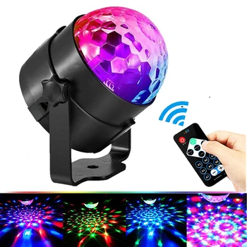 Barvita RGB Mini DJ Disco Lasersko Svetlobo Vrtenje Žogo Projektor USB Zvok Vključen Fazi Luči za Poroko Počitnice Stranka Lučka