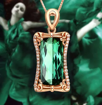Big 5 karati zeleno kristalno smaragdno dragih kamnov diamanti obesek ogrlice za ženske rose gold barvi choker nakit, dragulji, bague