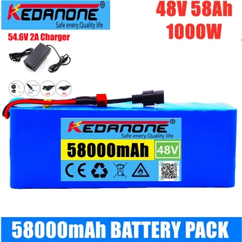 Resnično 48V Litij-Ionska Baterija 58Ah 1000W 13S3P Li-Ionska Baterija za 54.6 V 58000mAh E-Kolo, Električna Kolesa, Skuterja z BMS