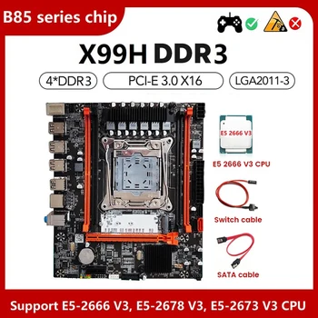 X99H Matično ploščo+E5 2666 V3 CPU+Switch Kabel+SATA Kabel, Kit LGA2011-V3 DDR3X4 RAM Režo M. 2 NVME PCI-E 3.0 X16, SATA3.0